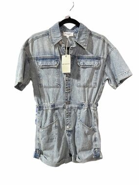 Light Wash Denim Short Sleeve Romper